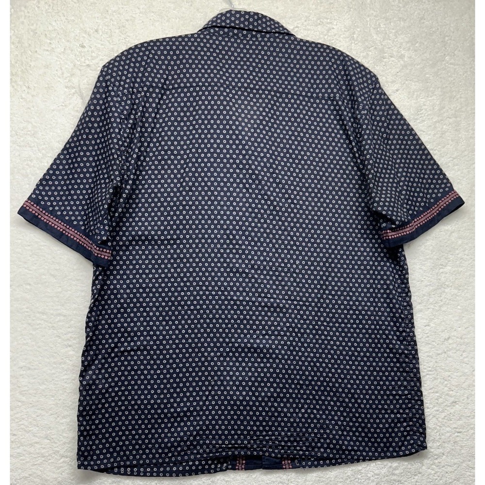 Presidents Mens Size M Blue Rangi Chiba Short Sleeve Button Up Shirt (T8) - Picture 5 of 6
